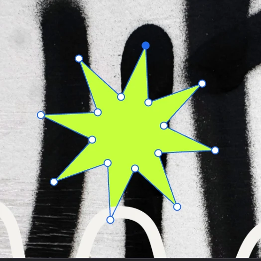 A star’s anchors selected with the white arrow